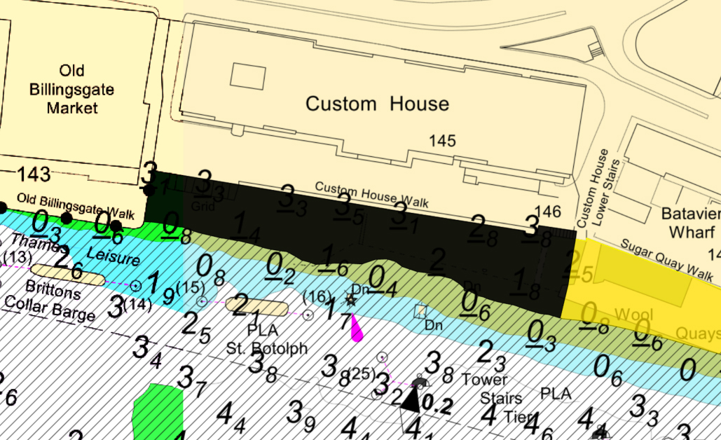 A chart showing the foreshore in front of Custom House