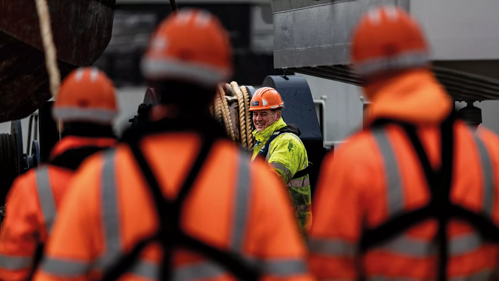 Marine Services workers PPE hardhats