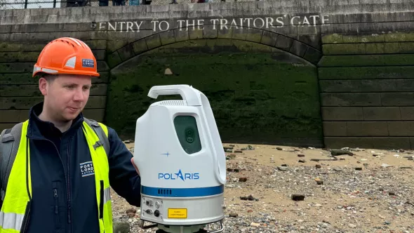 PLA Hydrographic Surveyor Tom Ford completing a laser scan in London