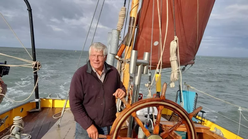 Richard Titchener on board the Blue Mermaid Sailing Barge on the Thames