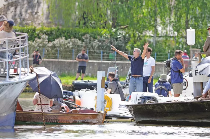 George Clooney filming on the Thames