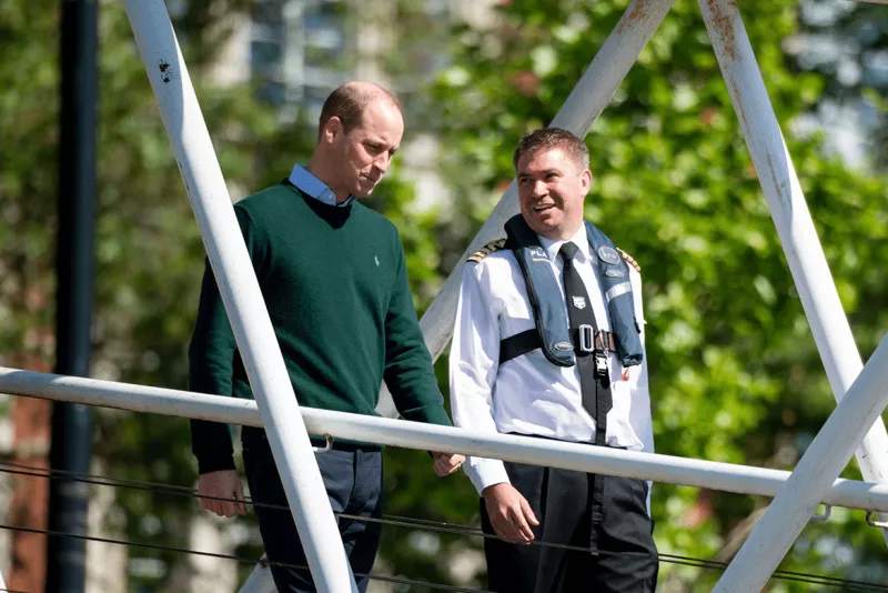 PLA Harbour Master Mark Towens with HRH Prince William