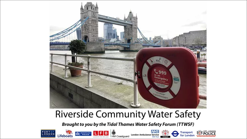 A view of Tower Bridge with a life preserver.