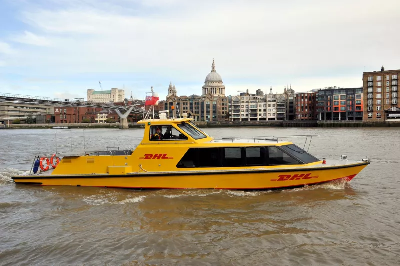 DHL river package boat