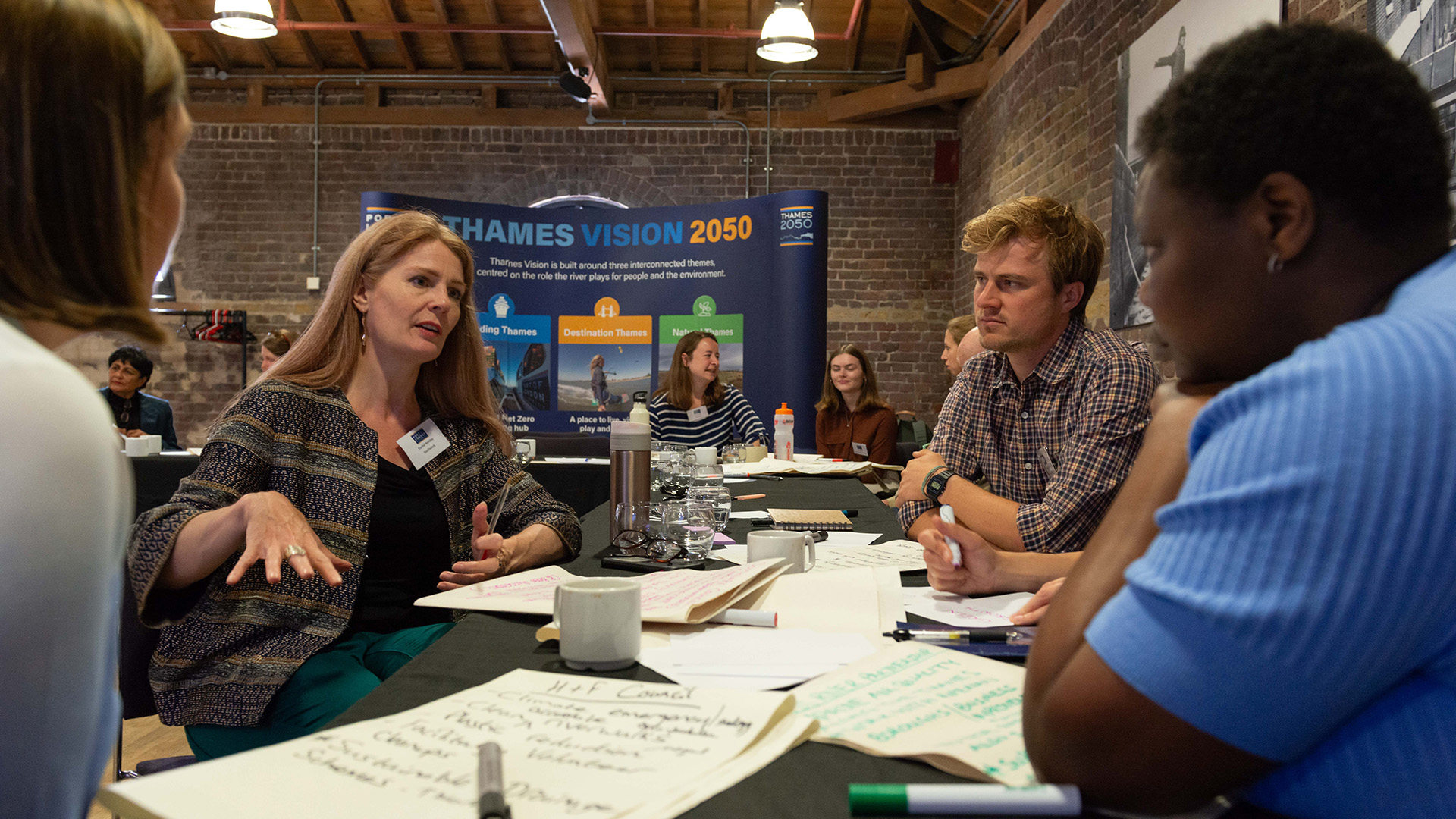 Workshop participants discuss litter on the Thames