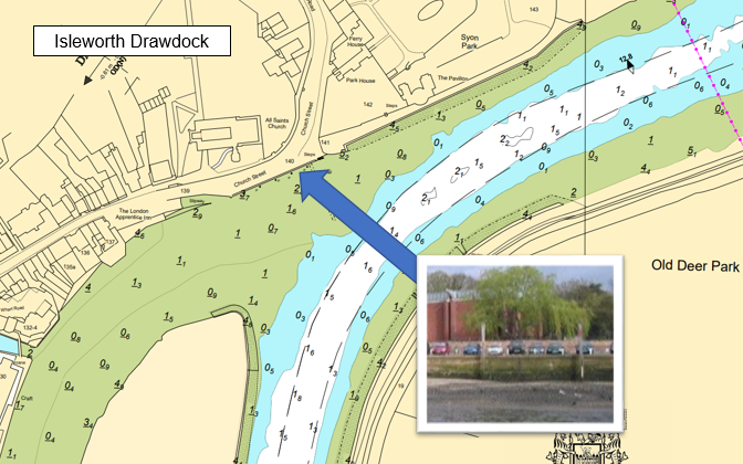 Chart showing locations of Isleworth Drawdock