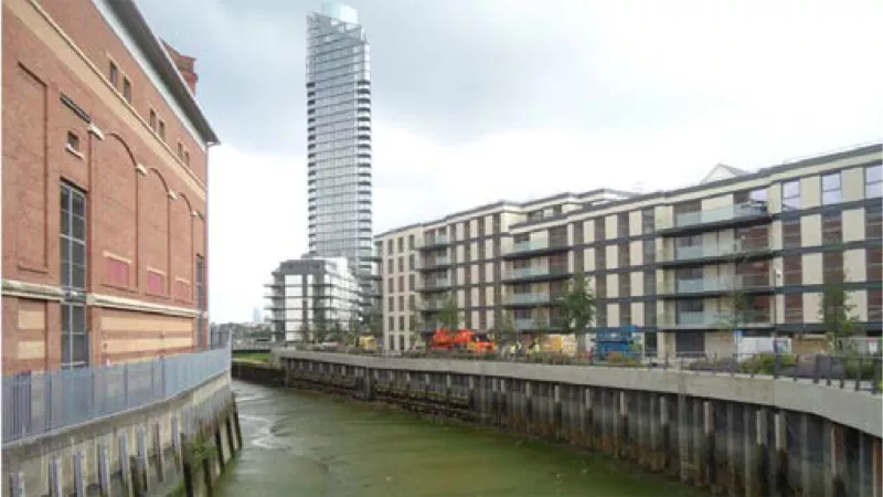 View of the riverside with residential developments